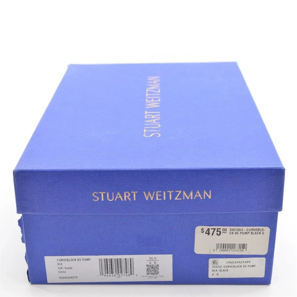 Stuart Weitzman Curveblock 85 Black Suede Pumps 6 M New